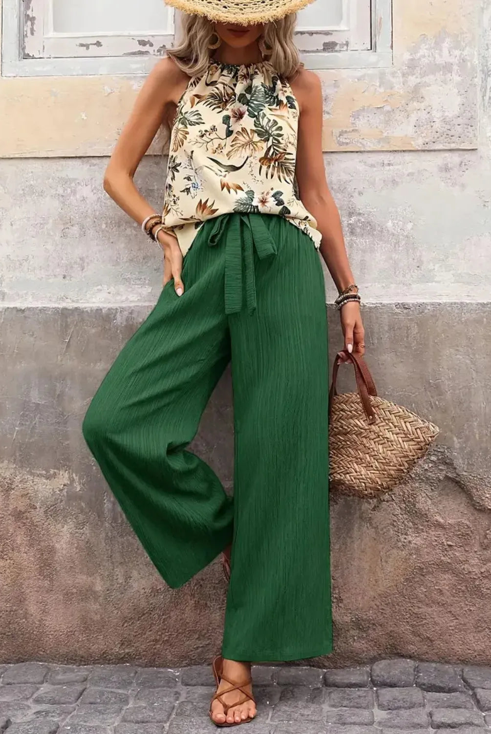 Printed Tank Top and Wide Leg Pants Set-Tops-Krush Kandy, Women's Online Fashion Boutique Located in Phoenix, Arizona (Scottsdale Area)
