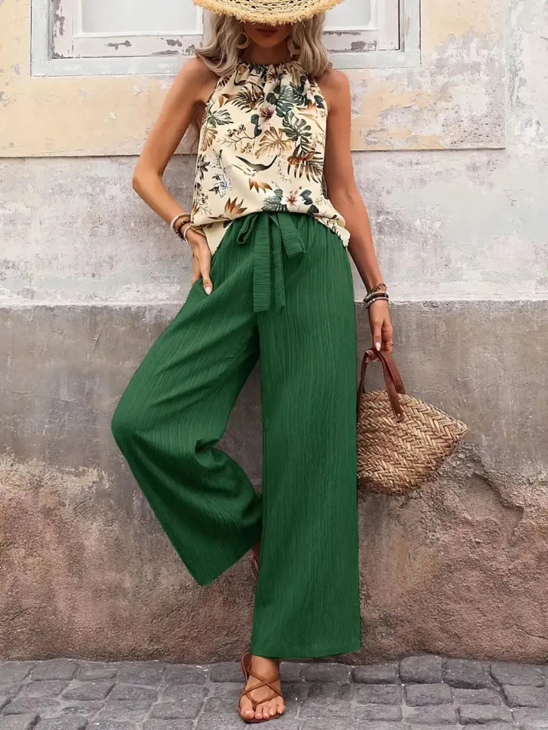 Printed Tank Top and Wide Leg Pants Set-Tops-Krush Kandy, Women's Online Fashion Boutique Located in Phoenix, Arizona (Scottsdale Area)