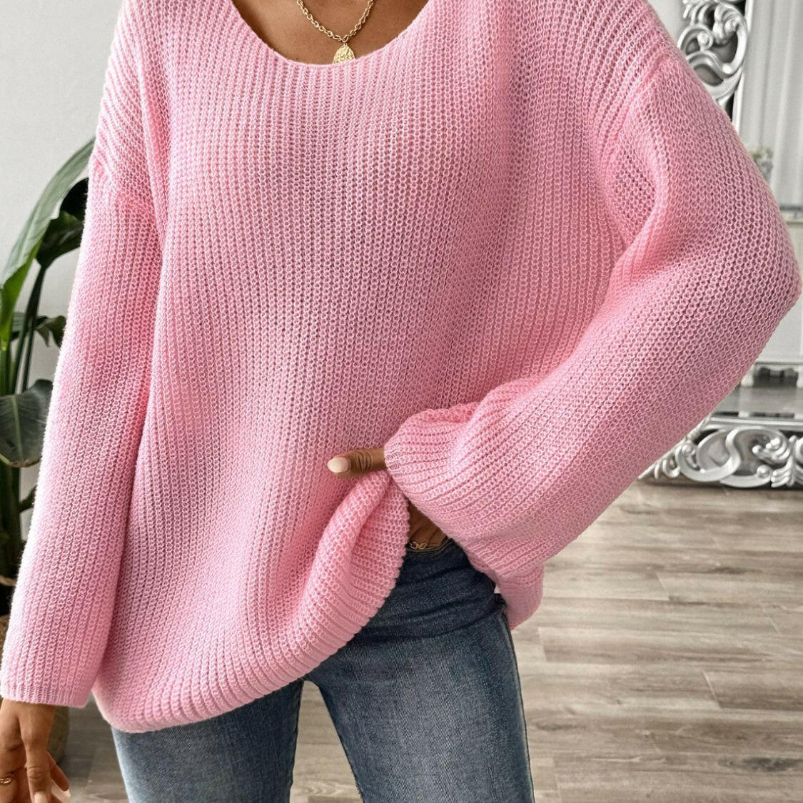Round Neck Long Sleeve Sweater-Krush Kandy, Women's Online Fashion Boutique Located in Phoenix, Arizona (Scottsdale Area)