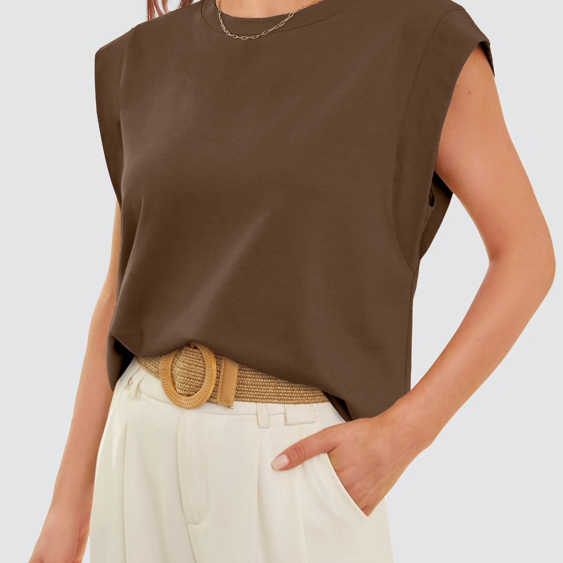 Round Neck Cap Sleeve Tank-Tanks-Krush Kandy, Women's Online Fashion Boutique Located in Phoenix, Arizona (Scottsdale Area)