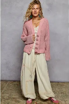 POL Long Sleeve Exaggerated Button Sweater Cardigan-Cardigans-Krush Kandy, Women's Online Fashion Boutique Located in Phoenix, Arizona (Scottsdale Area)