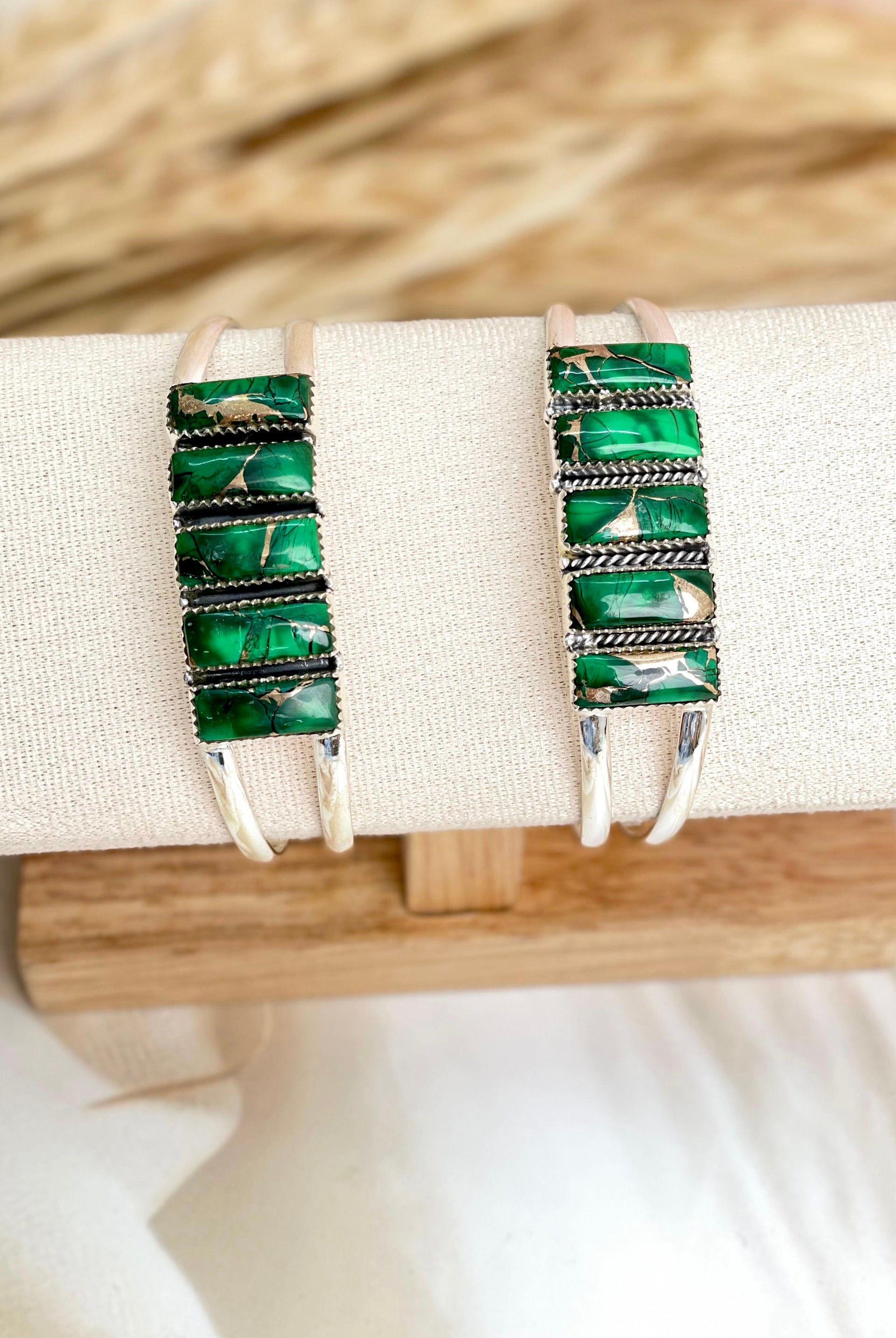 Irish Green Dahlia Adjustable Cuff Bangles sno 24-Bracelets-Krush Kandy, Women's Online Fashion Boutique Located in Phoenix, Arizona (Scottsdale Area)