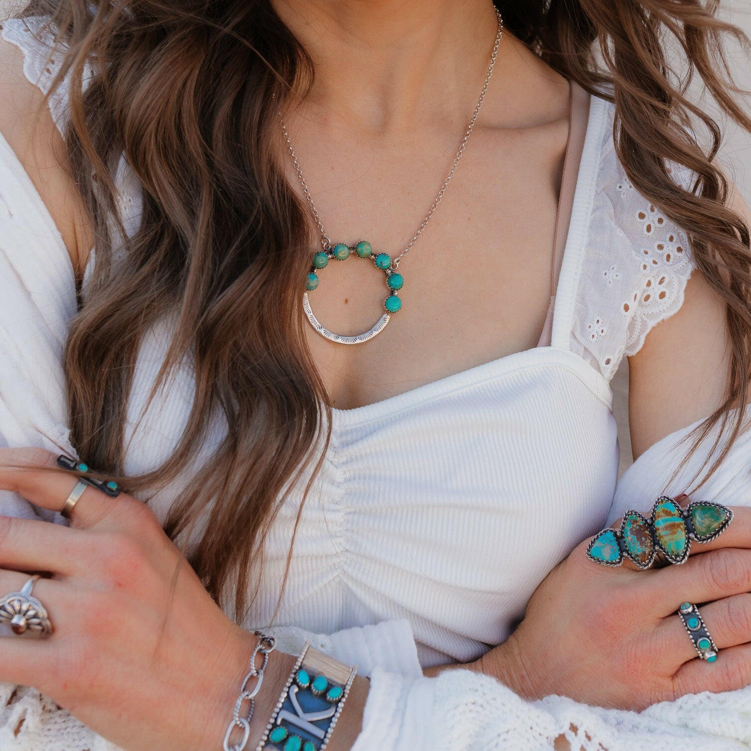 All Around You Stamped Krush Cluster Necklace-Necklaces-Krush Kandy, Women's Online Fashion Boutique Located in Phoenix, Arizona (Scottsdale Area)