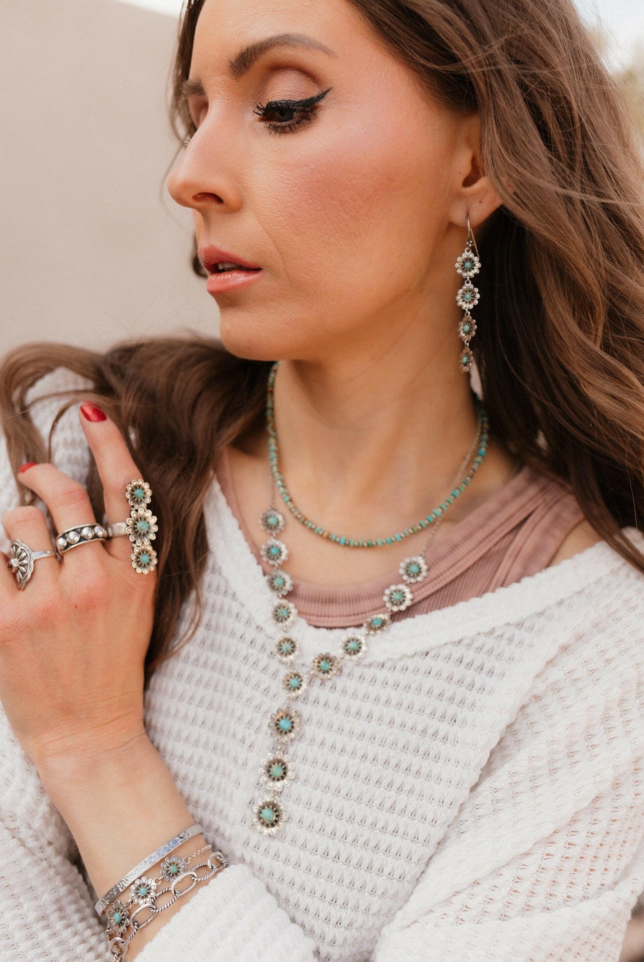 Kristyn's Sterling Daisy Set-Chain Necklaces-Krush Kandy, Women's Online Fashion Boutique Located in Phoenix, Arizona (Scottsdale Area)