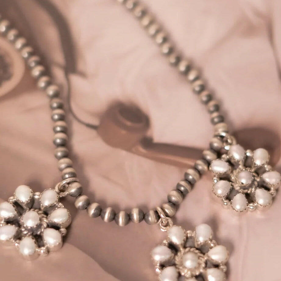 Desert Pearls Cluster Necklace-Squash Blossom Necklaces-Krush Kandy, Women's Online Fashion Boutique Located in Phoenix, Arizona (Scottsdale Area)