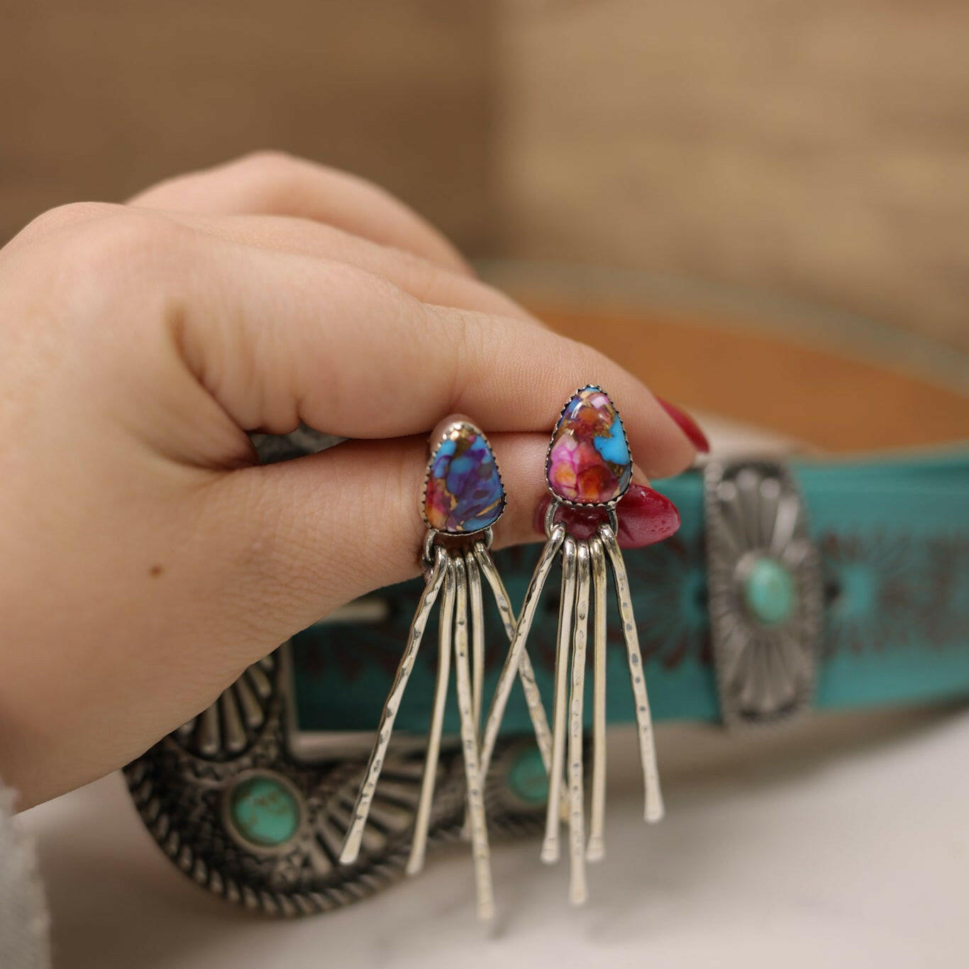 Teardrop Treasure Fringe Earrings-Drop Earrings-Krush Kandy, Women's Online Fashion Boutique Located in Phoenix, Arizona (Scottsdale Area)