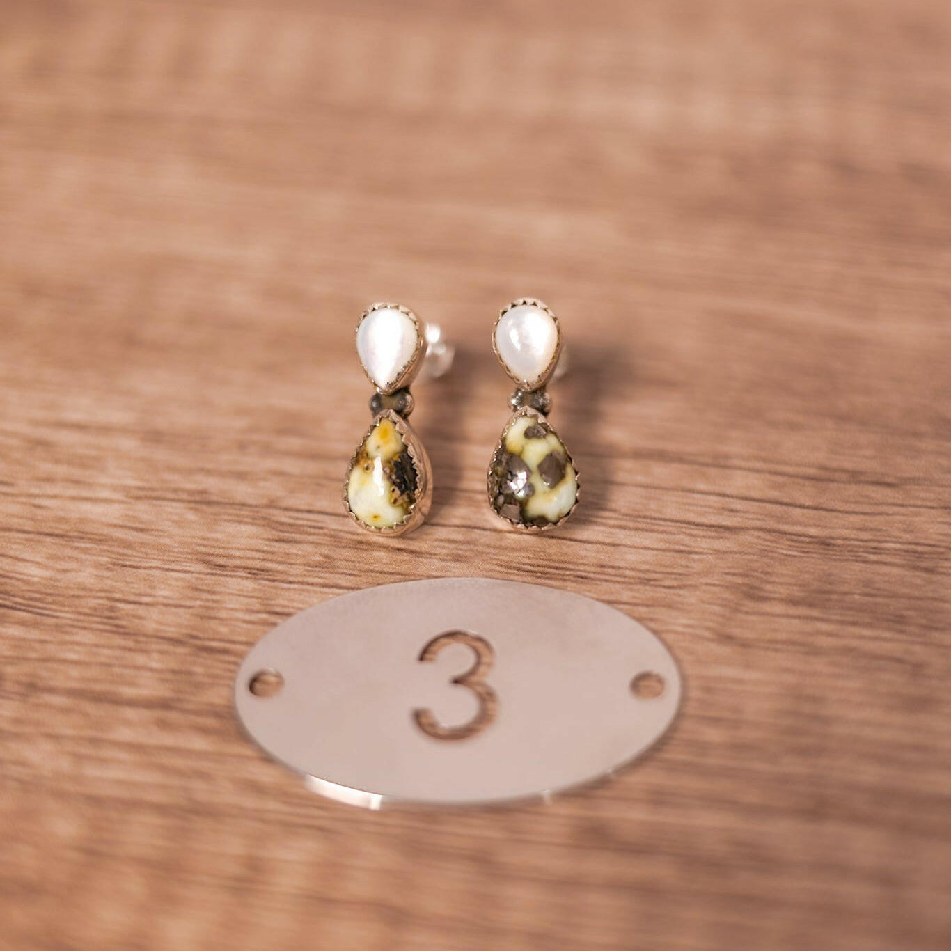 White Shell & Stone Stud Earrings-Stud Earrings-Krush Kandy, Women's Online Fashion Boutique Located in Phoenix, Arizona (Scottsdale Area)