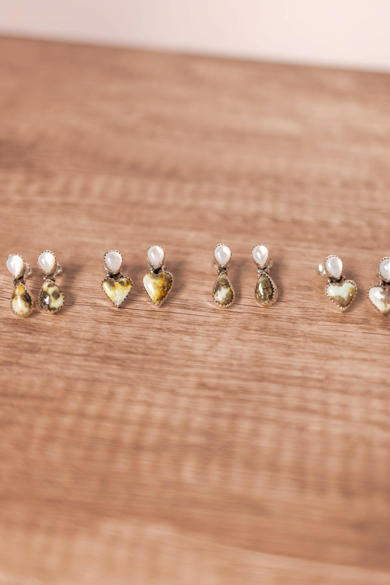 White Shell & Stone Stud Earrings-Stud Earrings-Krush Kandy, Women's Online Fashion Boutique Located in Phoenix, Arizona (Scottsdale Area)