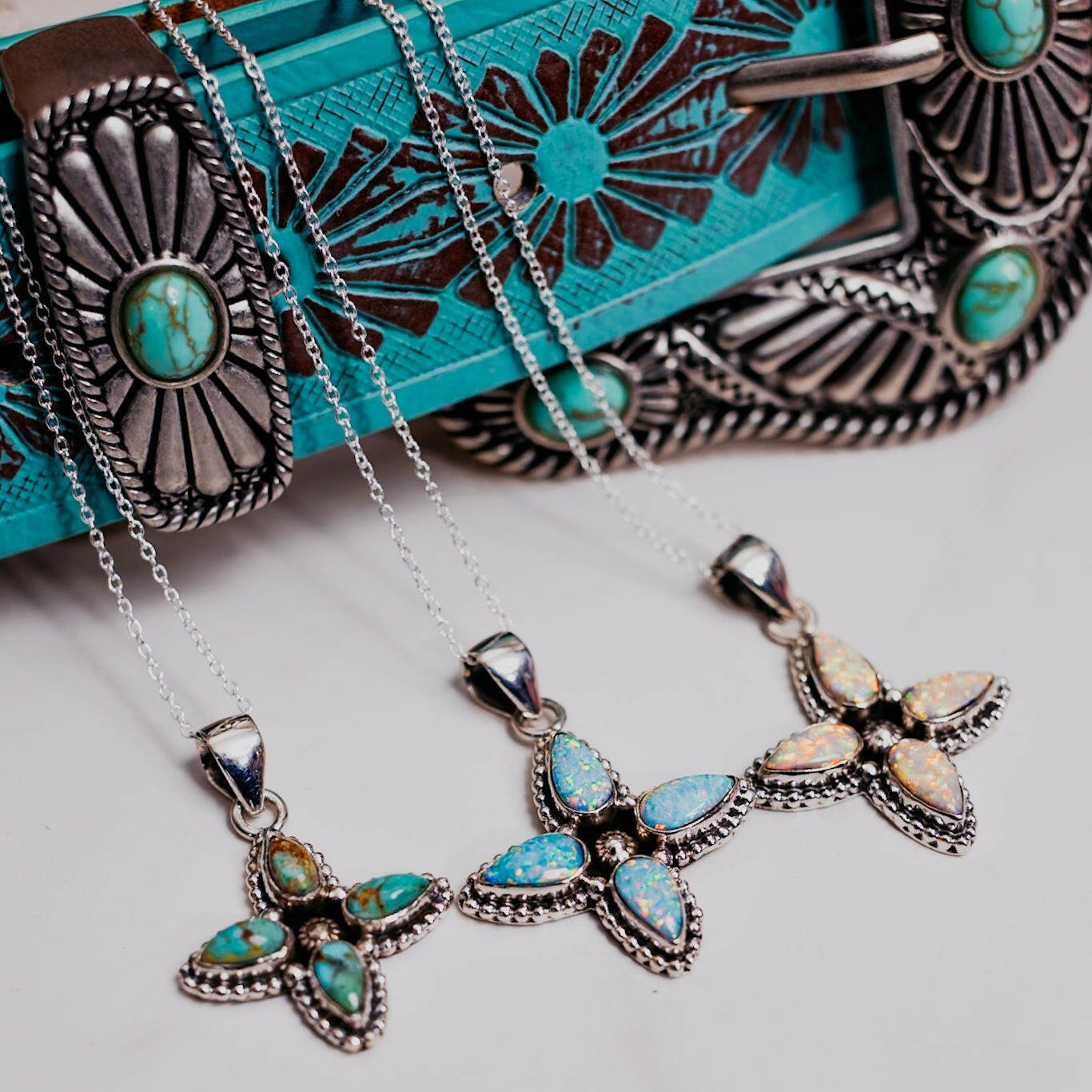 Gardenias Floret Petal Stone Necklace-Chain Necklaces-Krush Kandy, Women's Online Fashion Boutique Located in Phoenix, Arizona (Scottsdale Area)