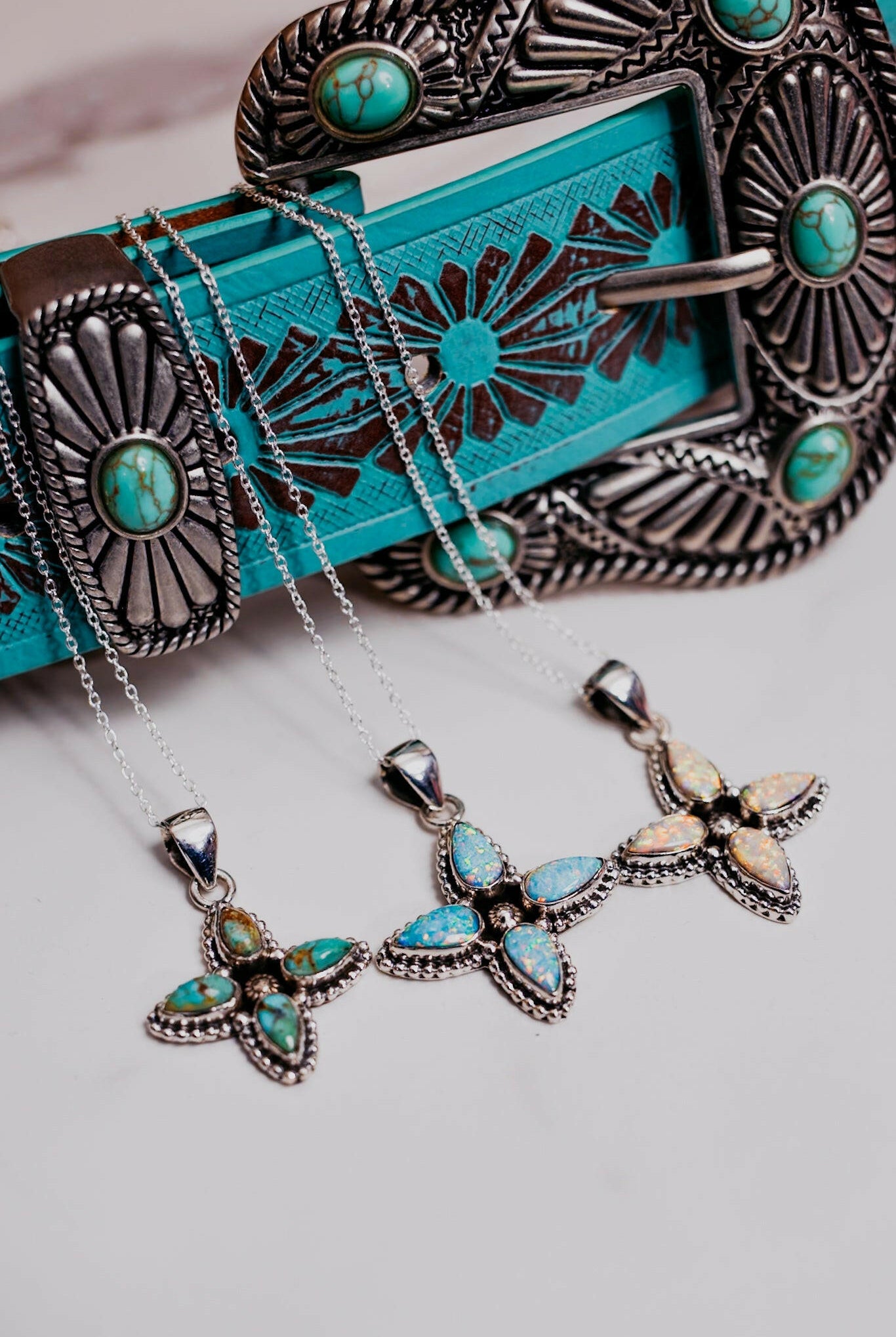 Gardenias Floret Petal Stone Necklace-Chain Necklaces-Krush Kandy, Women's Online Fashion Boutique Located in Phoenix, Arizona (Scottsdale Area)