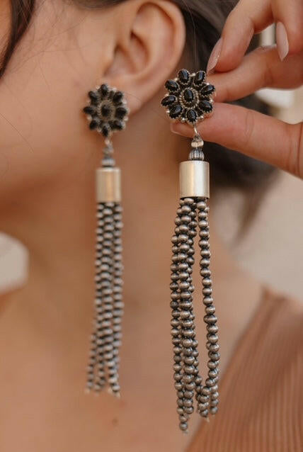 Luxe Desert Pearl & Tassel Earrings-Pearl Necklaces-Krush Kandy, Women's Online Fashion Boutique Located in Phoenix, Arizona (Scottsdale Area)