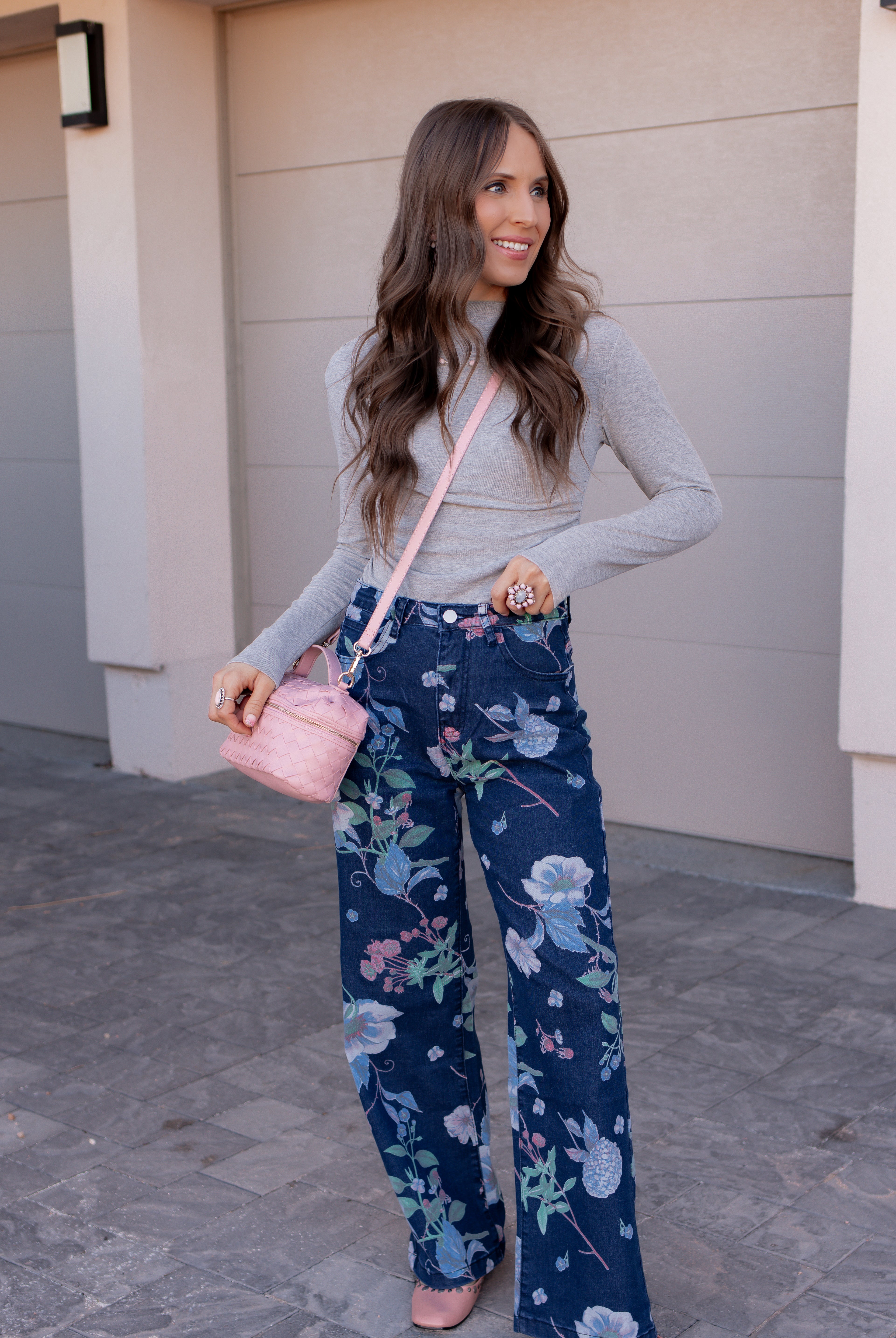 Dreamy Floral Wide Leg Denim Pants-Denim-Krush Kandy, Women's Online Fashion Boutique Located in Phoenix, Arizona (Scottsdale Area)