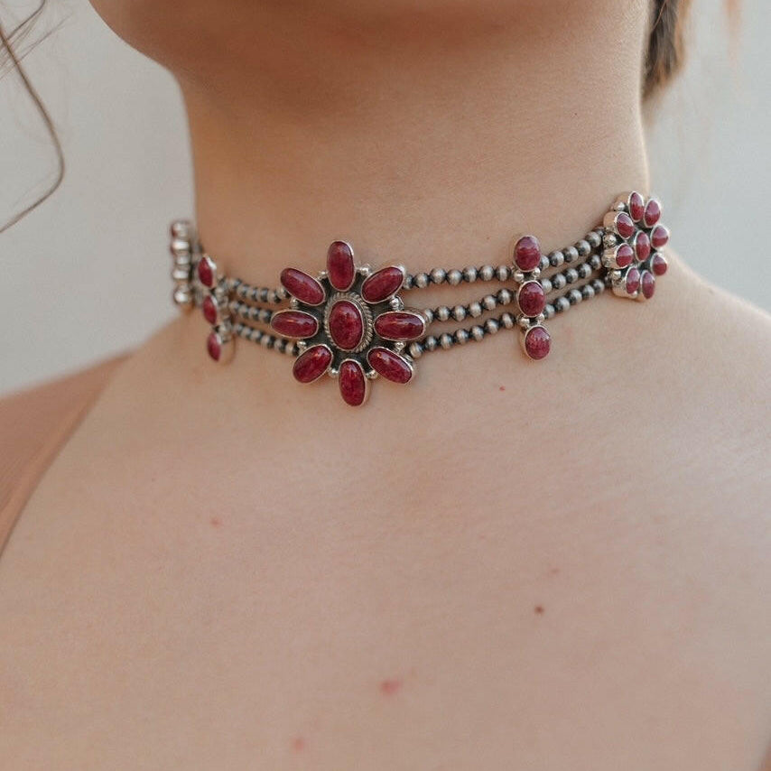 Desert Pearl Stone Choker-Squash Blossom Necklaces-Krush Kandy, Women's Online Fashion Boutique Located in Phoenix, Arizona (Scottsdale Area)