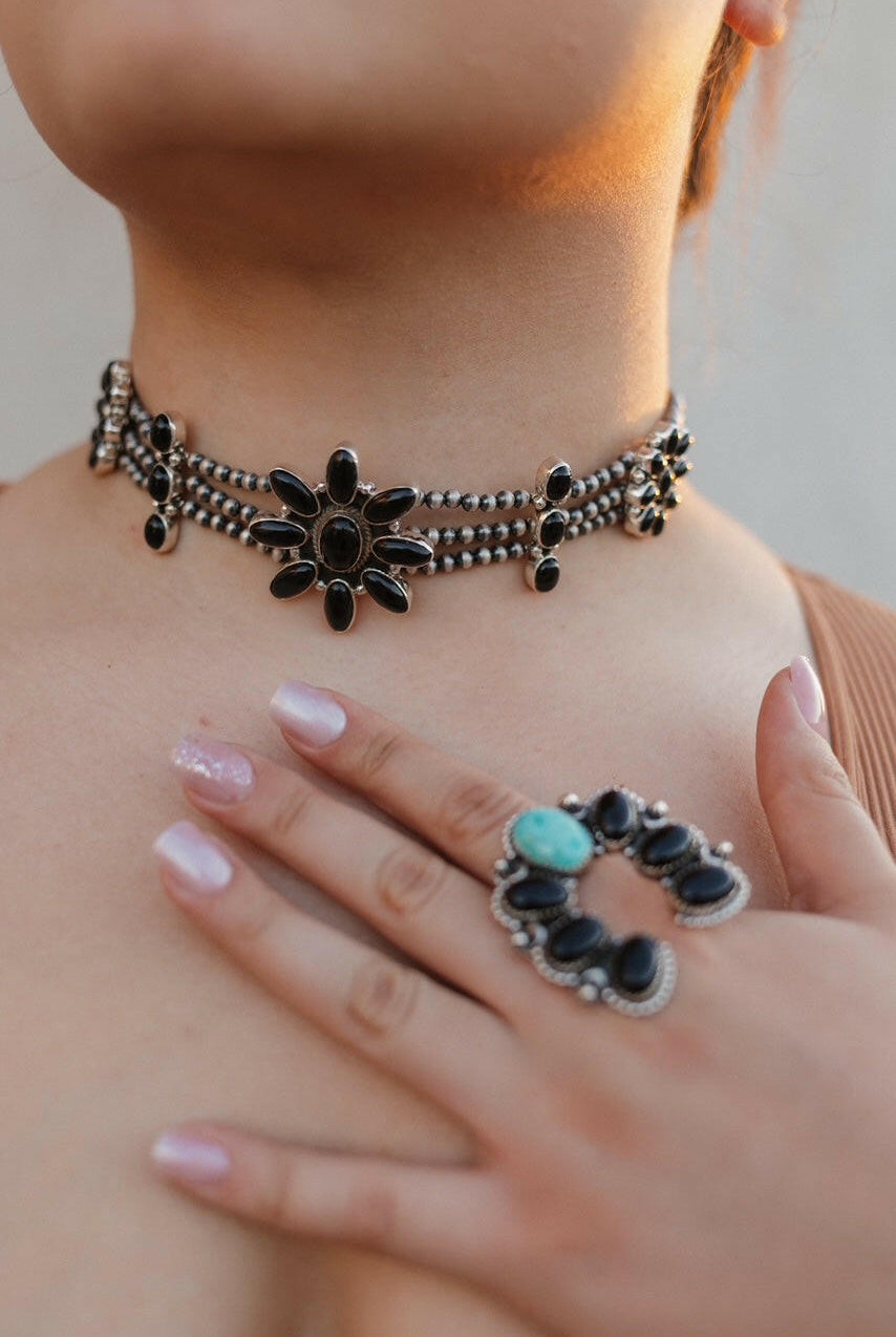 Desert Pearl Stone Choker-Squash Blossom Necklaces-Krush Kandy, Women's Online Fashion Boutique Located in Phoenix, Arizona (Scottsdale Area)
