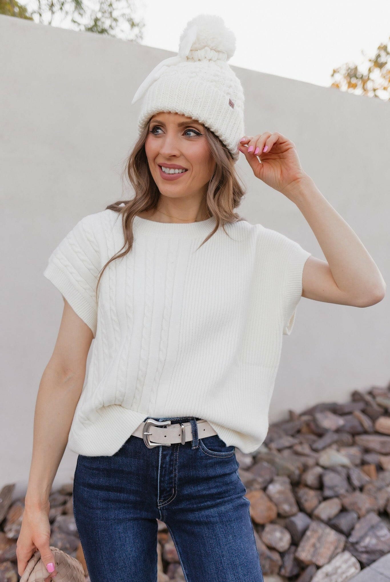Snowbelle Convertible Bow Beanie-Hats-Krush Kandy, Women's Online Fashion Boutique Located in Phoenix, Arizona (Scottsdale Area)