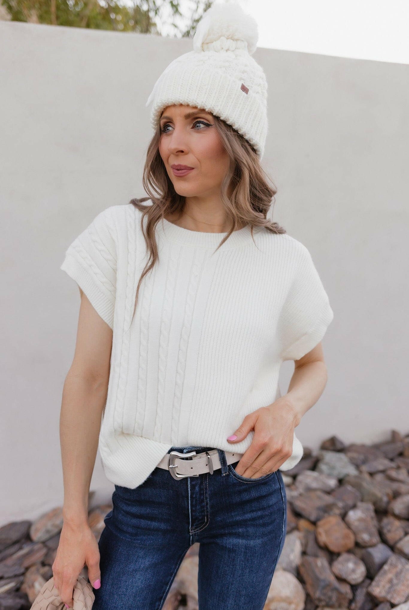 Snowbelle Convertible Bow Beanie-Hats-Krush Kandy, Women's Online Fashion Boutique Located in Phoenix, Arizona (Scottsdale Area)