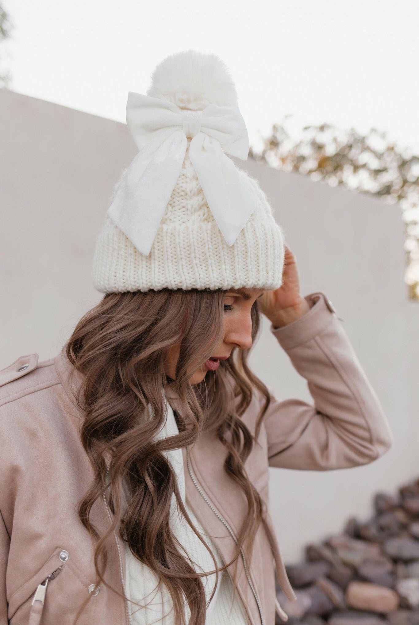 Snowbelle Convertible Bow Beanie-Hats-Krush Kandy, Women's Online Fashion Boutique Located in Phoenix, Arizona (Scottsdale Area)