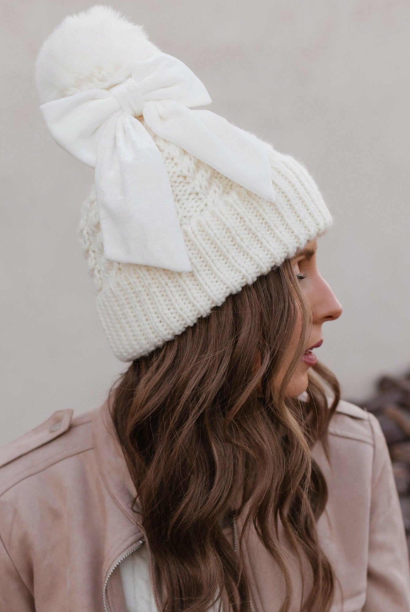 Snowbelle Convertible Bow Beanie-Hats-Krush Kandy, Women's Online Fashion Boutique Located in Phoenix, Arizona (Scottsdale Area)