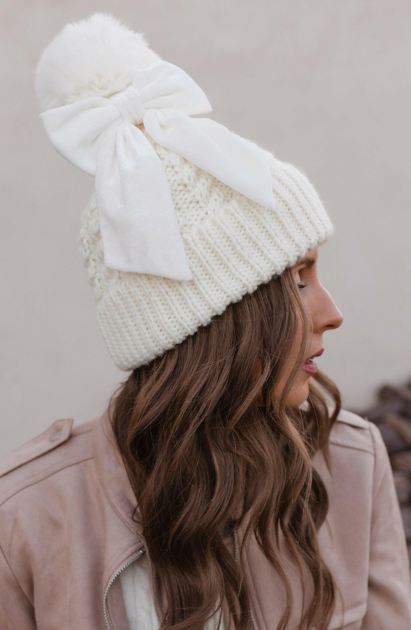 Snowbelle Convertible Bow Beanie-Hats-Krush Kandy, Women's Online Fashion Boutique Located in Phoenix, Arizona (Scottsdale Area)