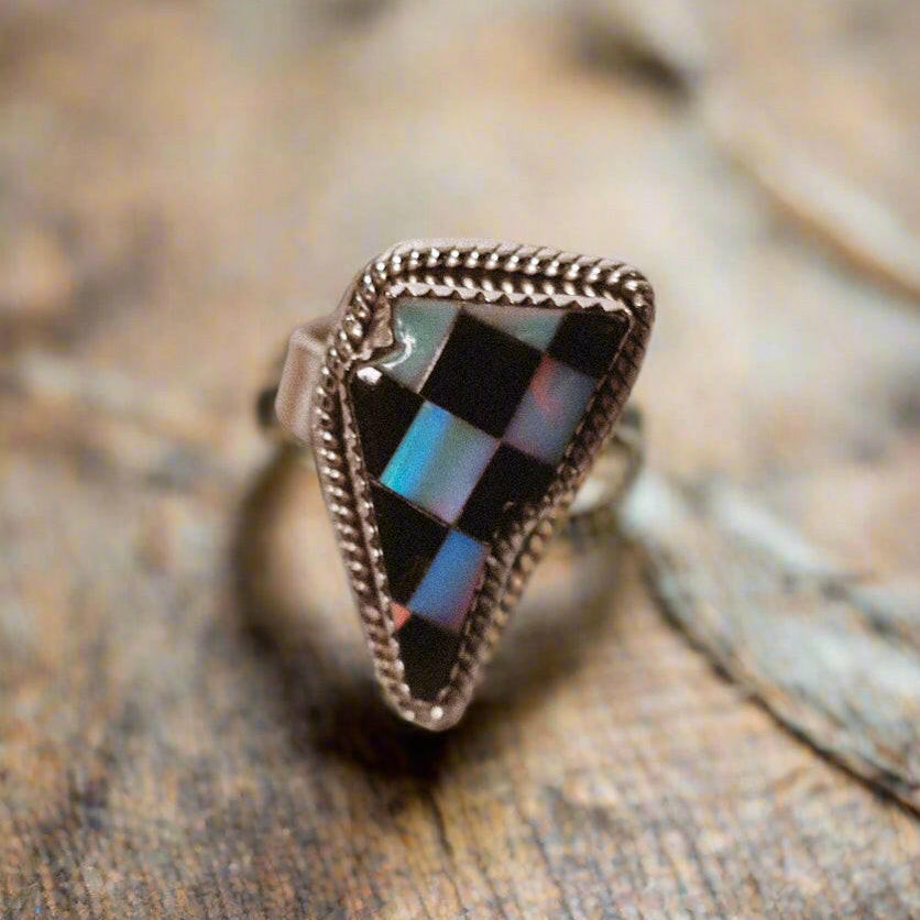 Checkered Lighting Bolt Ring-Ring Sizers-Krush Kandy, Women's Online Fashion Boutique Located in Phoenix, Arizona (Scottsdale Area)