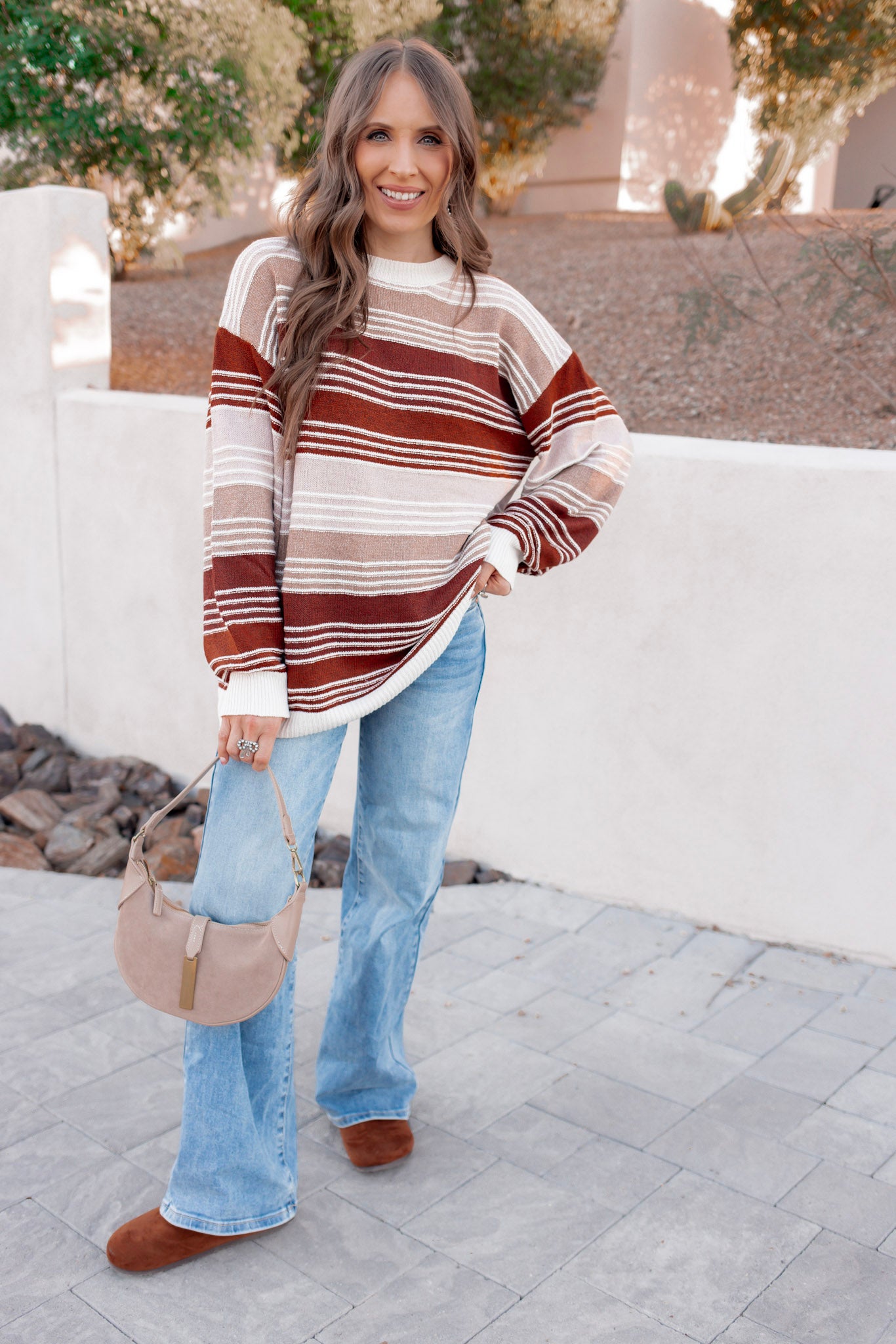 Retro Sunrise Stripe Knit Long Sleeve-Long Sleeve Tops-Krush Kandy, Women's Online Fashion Boutique Located in Phoenix, Arizona (Scottsdale Area)