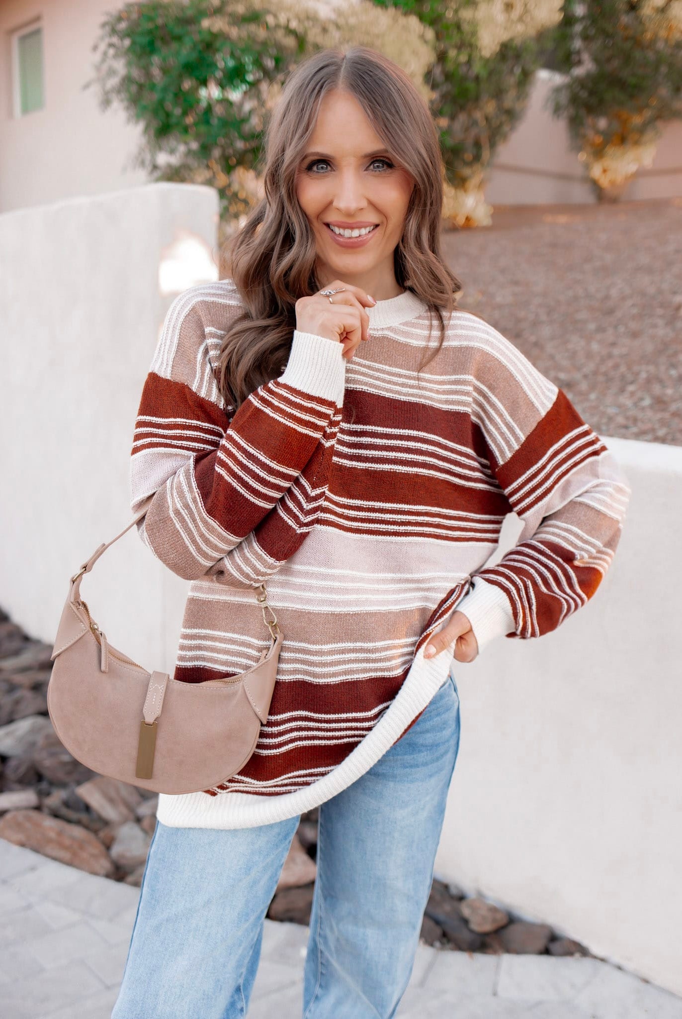 Retro Sunrise Stripe Knit Long Sleeve-Long Sleeve Tops-Krush Kandy, Women's Online Fashion Boutique Located in Phoenix, Arizona (Scottsdale Area)