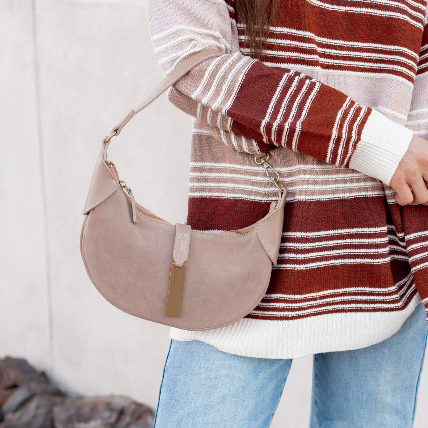 Faux Suede Leather Hobo Bag-Purses & Bags-Krush Kandy, Women's Online Fashion Boutique Located in Phoenix, Arizona (Scottsdale Area)