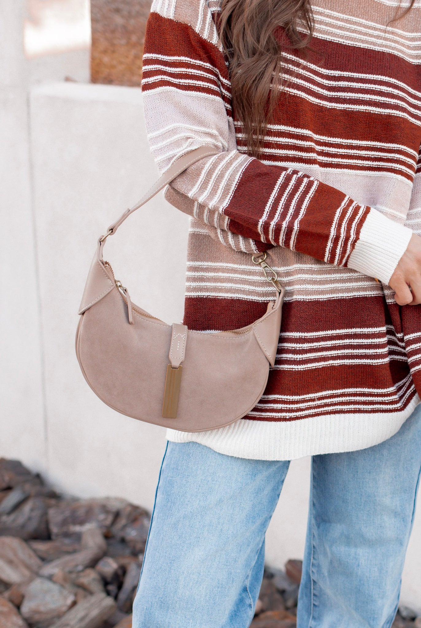 Faux Suede Leather Hobo Bag-Purses & Bags-Krush Kandy, Women's Online Fashion Boutique Located in Phoenix, Arizona (Scottsdale Area)