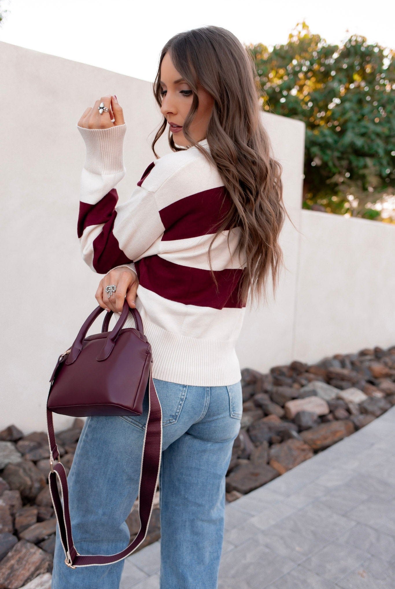 Ribbed Trim Color Block Knitted Polo Collar Sweater-Sweater-Krush Kandy, Women's Online Fashion Boutique Located in Phoenix, Arizona (Scottsdale Area)