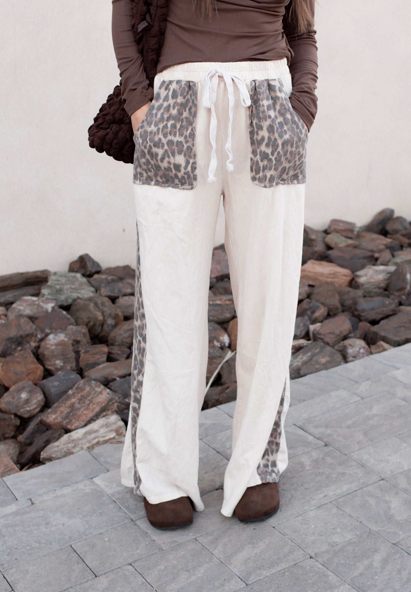 Mineral Washed Leopard Print Pocket Side Trim Pants-Pants-Krush Kandy, Women's Online Fashion Boutique Located in Phoenix, Arizona (Scottsdale Area)