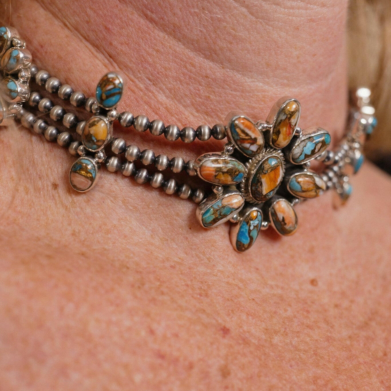 Desert Pearl Stone Choker-Squash Blossom Necklaces-Krush Kandy, Women's Online Fashion Boutique Located in Phoenix, Arizona (Scottsdale Area)