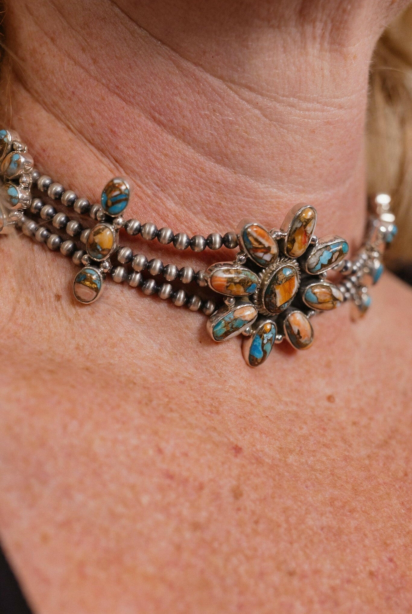 Desert Pearl Stone Choker-Squash Blossom Necklaces-Krush Kandy, Women's Online Fashion Boutique Located in Phoenix, Arizona (Scottsdale Area)