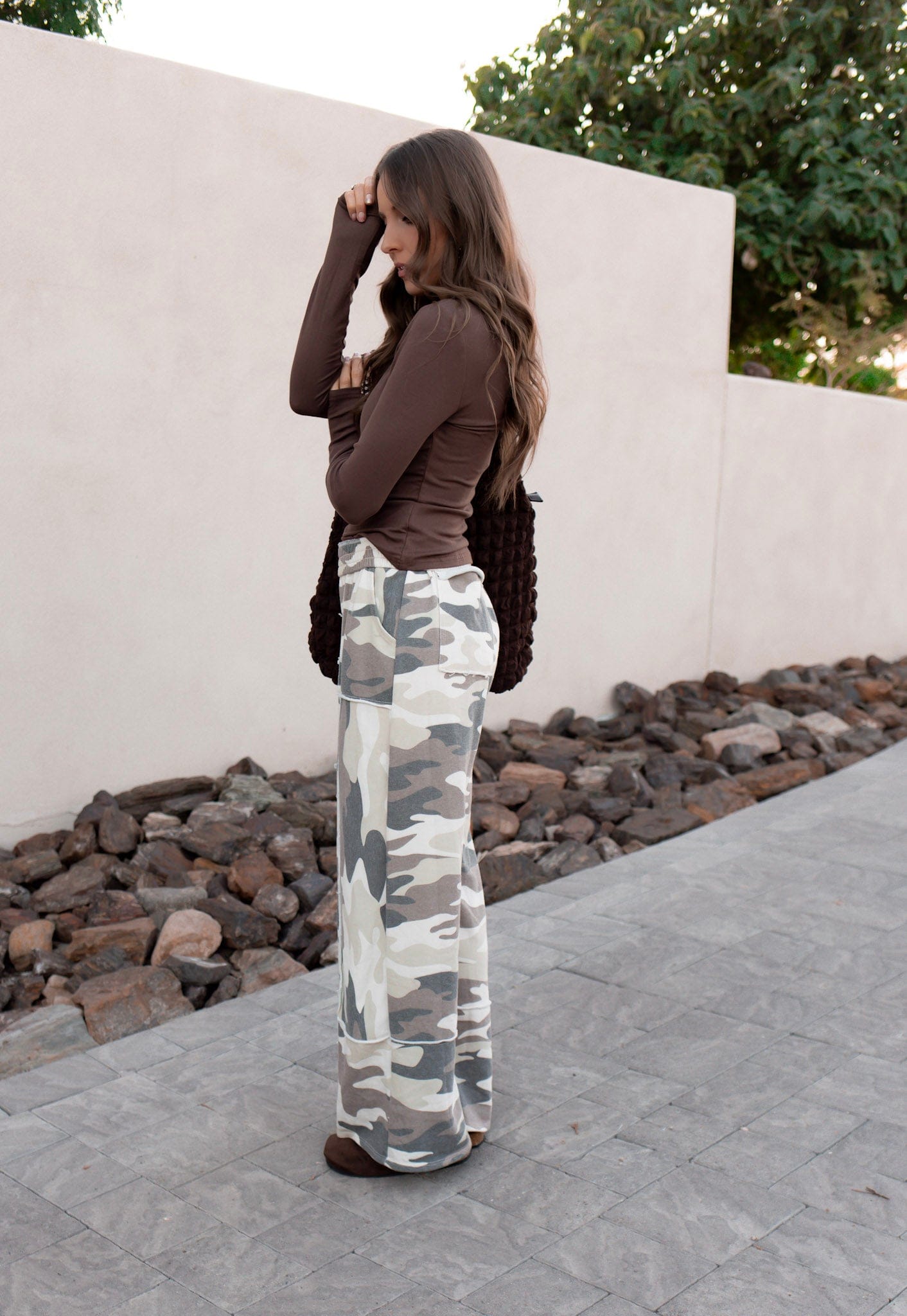 J.HER CAMO For You Cotton Wide Leg Pants-Pants-Krush Kandy, Women's Online Fashion Boutique Located in Phoenix, Arizona (Scottsdale Area)
