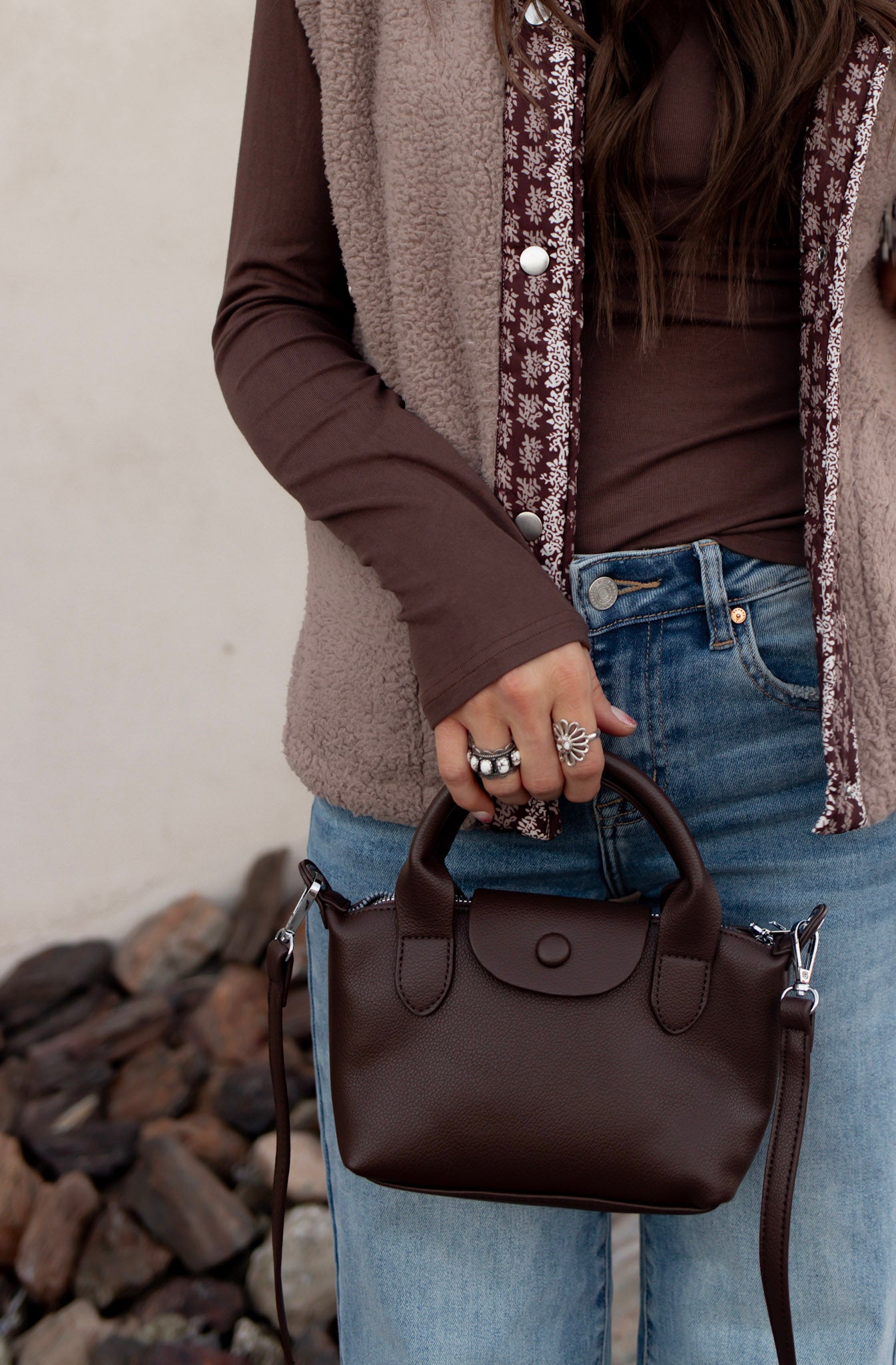 Smooth Texture Handle Satchel-Purses & Bags-Krush Kandy, Women's Online Fashion Boutique Located in Phoenix, Arizona (Scottsdale Area)