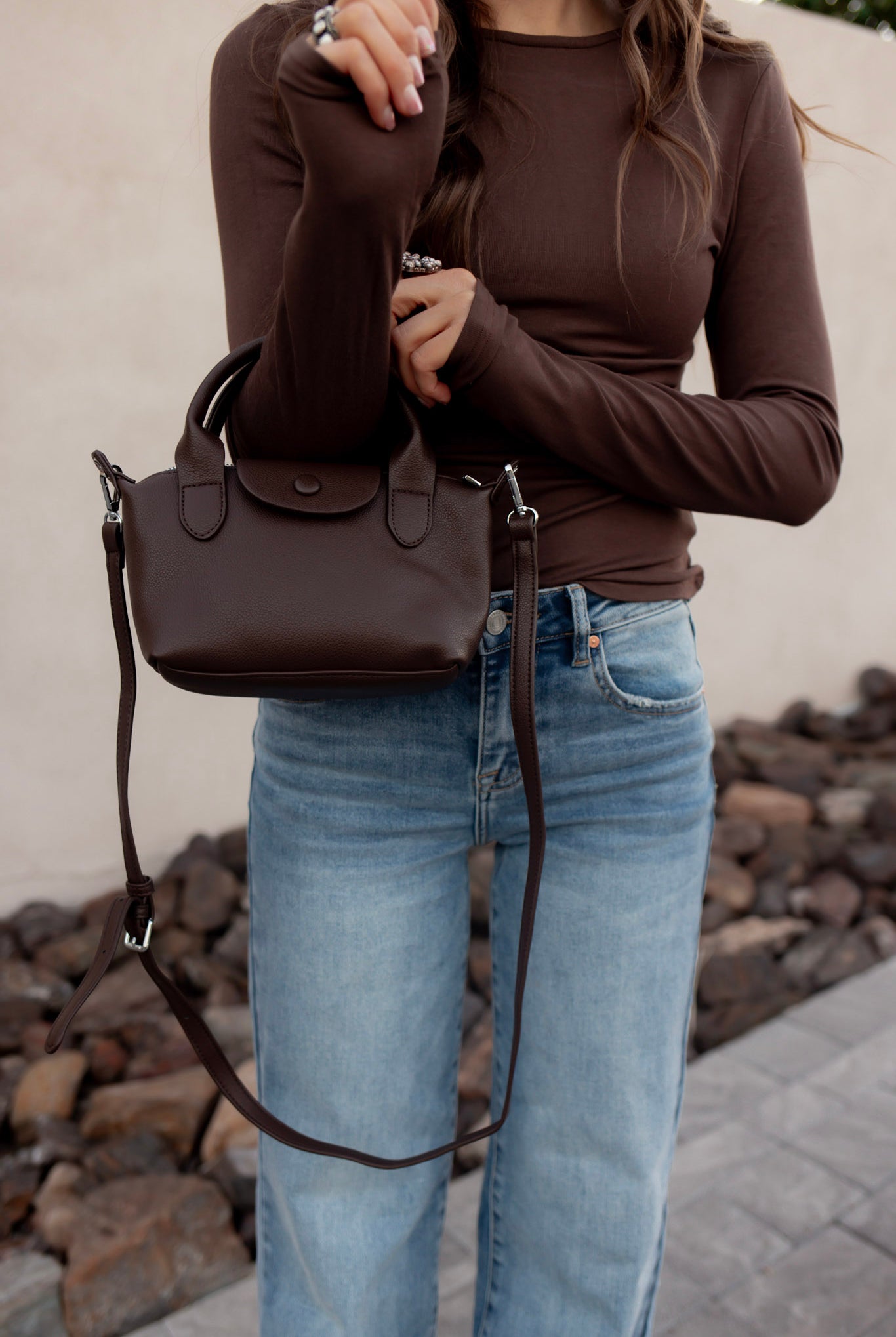 Smooth Texture Handle Satchel-Purses & Bags-Krush Kandy, Women's Online Fashion Boutique Located in Phoenix, Arizona (Scottsdale Area)