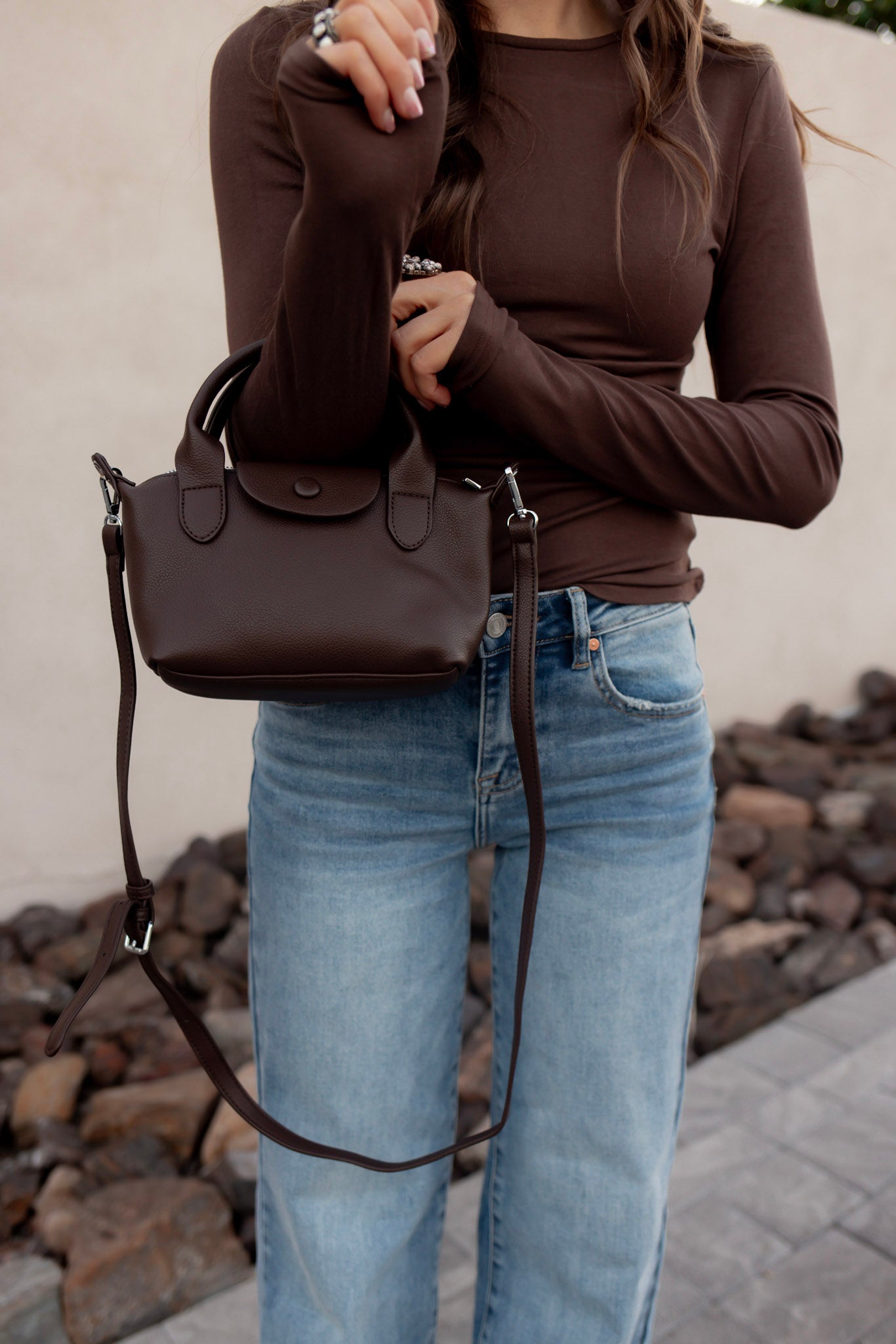 Smooth Texture Handle Satchel-Purses & Bags-Krush Kandy, Women's Online Fashion Boutique Located in Phoenix, Arizona (Scottsdale Area)