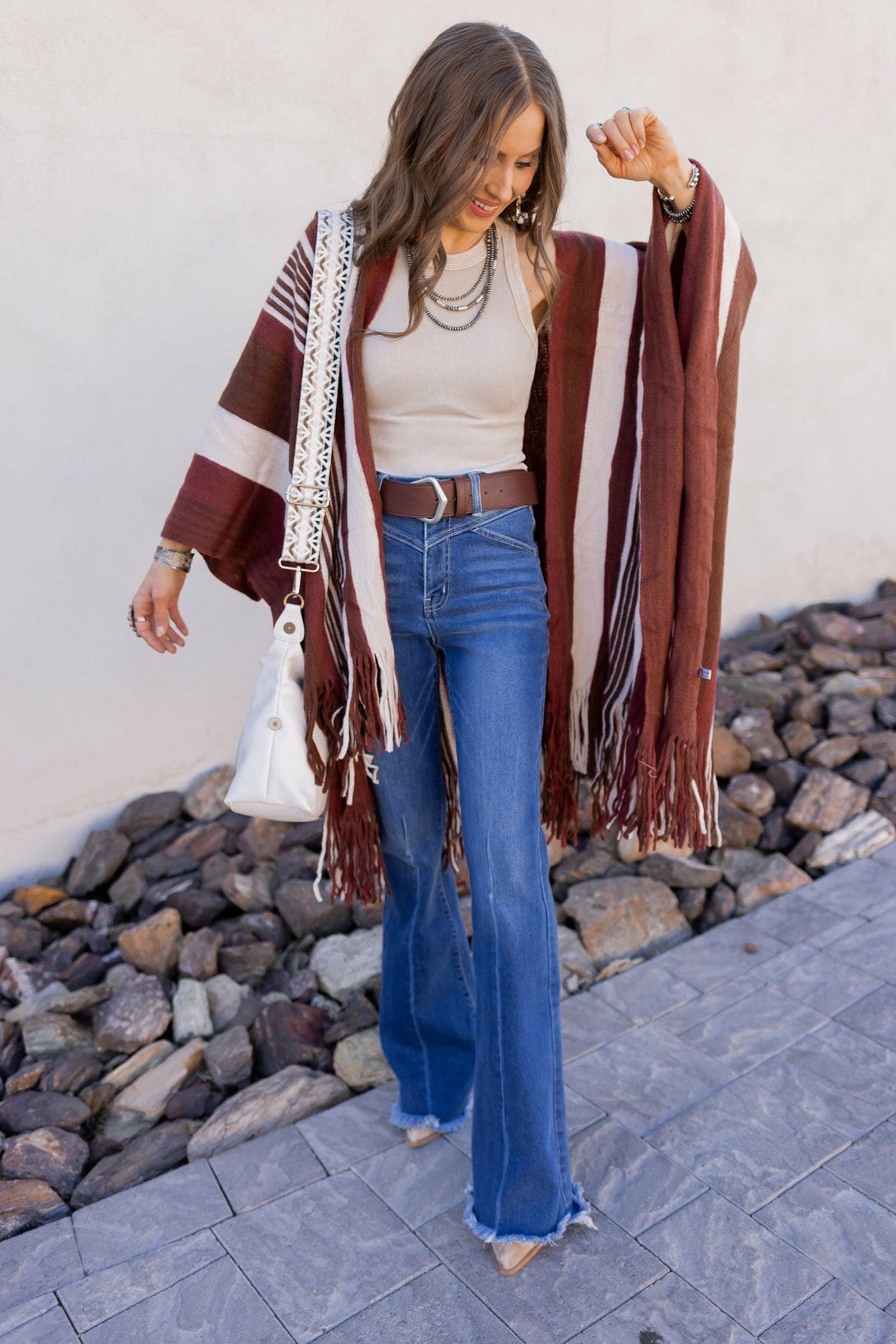 Sedona Sands Stripe Ruana Kimono-kimono-Krush Kandy, Women's Online Fashion Boutique Located in Phoenix, Arizona (Scottsdale Area)