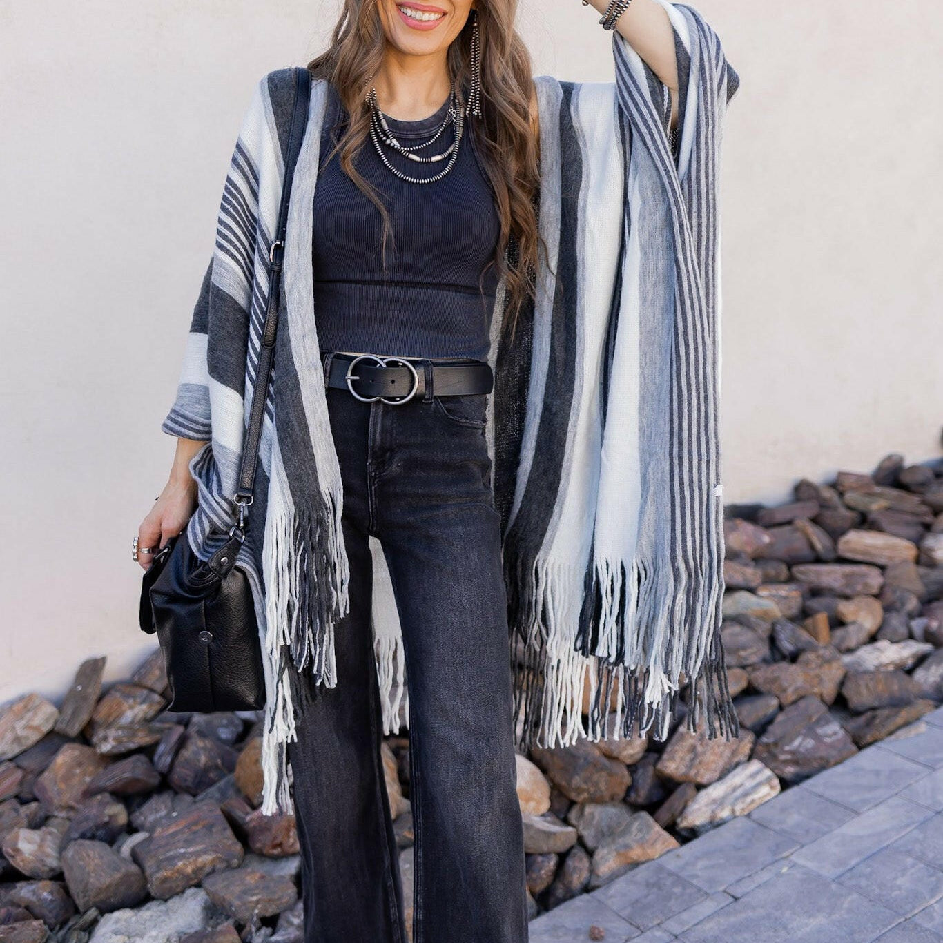 Sedona Sands Stripe Ruana Kimono-kimono-Krush Kandy, Women's Online Fashion Boutique Located in Phoenix, Arizona (Scottsdale Area)