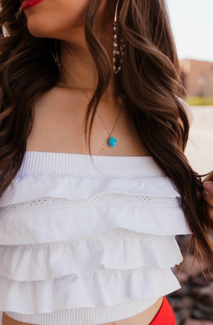 Turquoise Slab Minimalist Necklace-Necklaces-Krush Kandy, Women's Online Fashion Boutique Located in Phoenix, Arizona (Scottsdale Area)