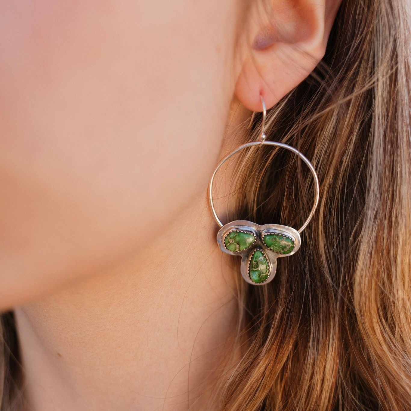 Three Stone Cluster Hoop Earrings-Earrings-Krush Kandy, Women's Online Fashion Boutique Located in Phoenix, Arizona (Scottsdale Area)