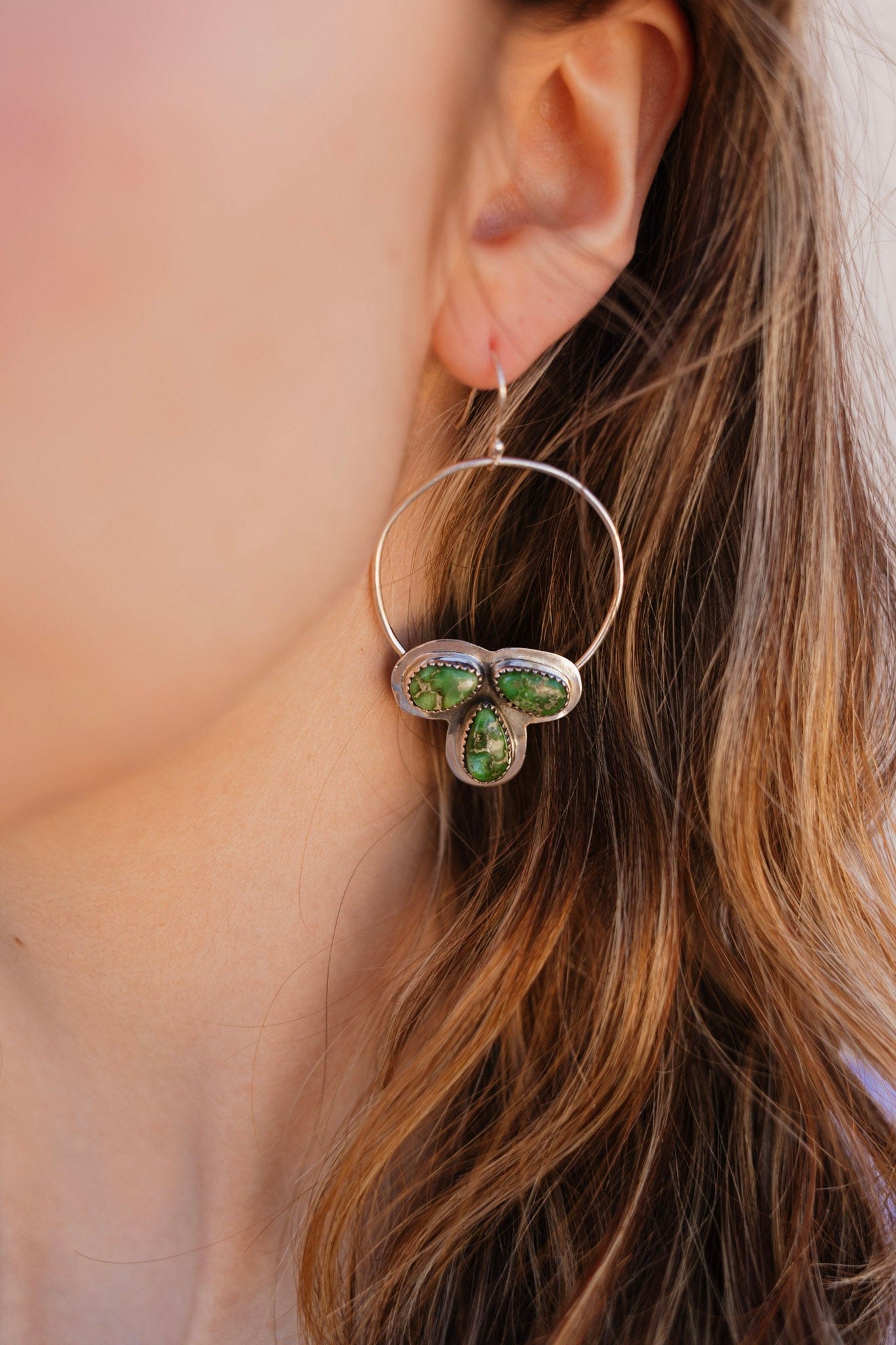 Three Stone Cluster Hoop Earrings-Earrings-Krush Kandy, Women's Online Fashion Boutique Located in Phoenix, Arizona (Scottsdale Area)