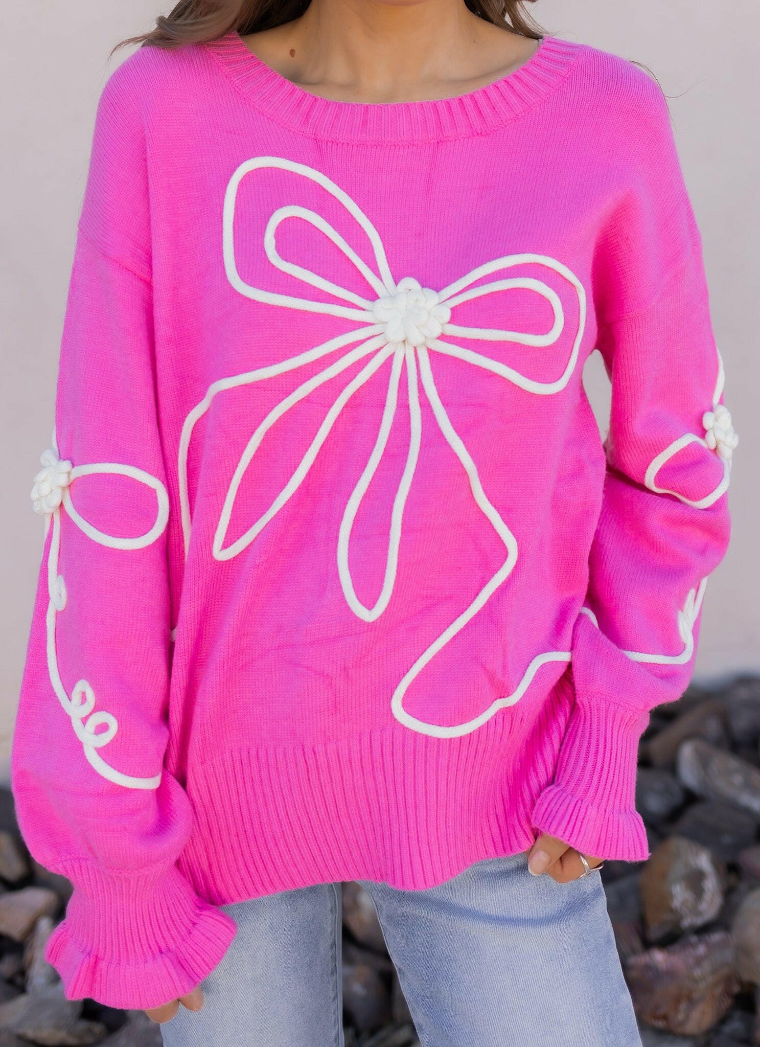 True Romance Bow Detail Sweater-Sweaters-Krush Kandy, Women's Online Fashion Boutique Located in Phoenix, Arizona (Scottsdale Area)