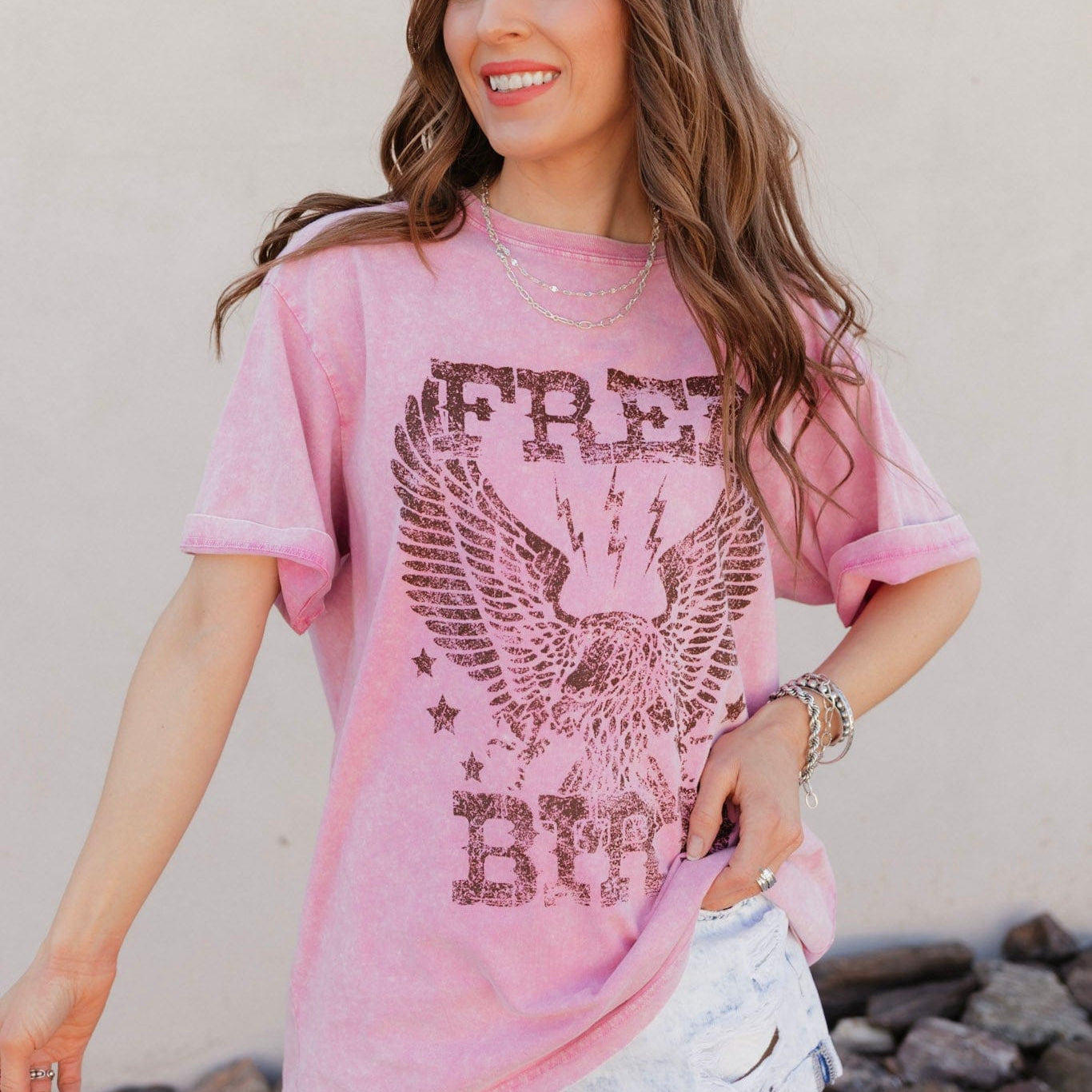 Free Bird Eagle Vintage Graphic Boyfriend Tee