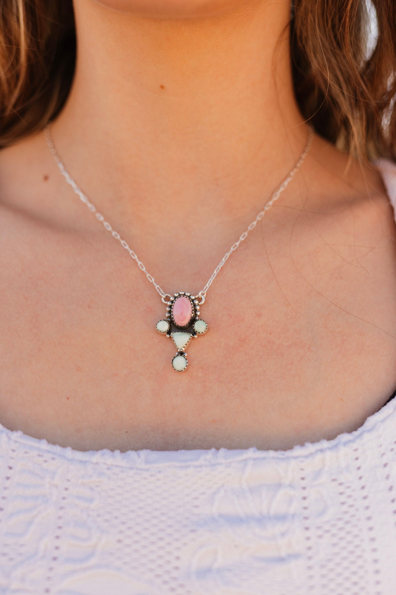 In The Moment Pink Conch & Paloma Necklace-Necklaces-Krush Kandy, Women's Online Fashion Boutique Located in Phoenix, Arizona (Scottsdale Area)