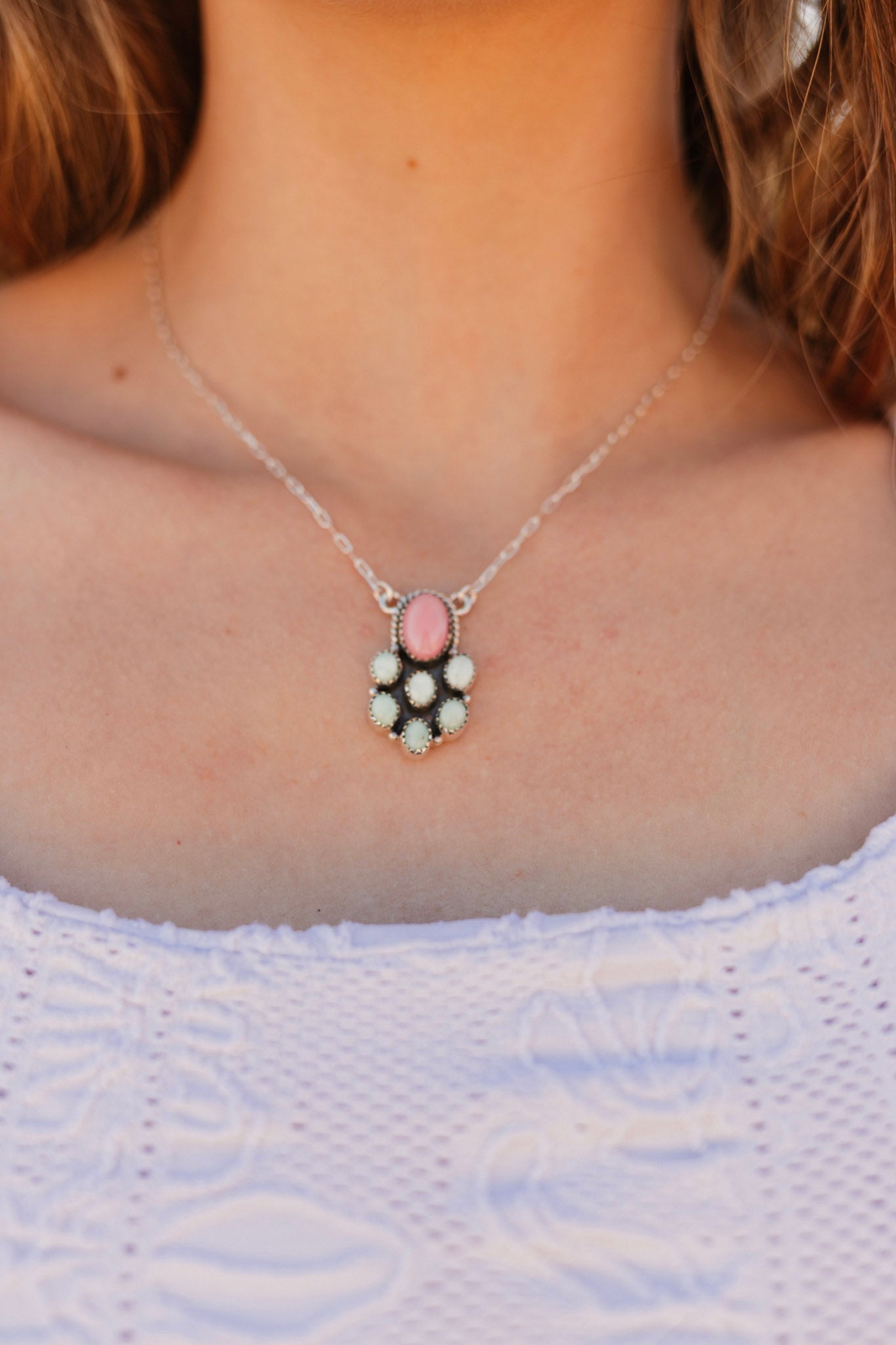 Desert Cluster Paloma & Pink Conch Necklace-Necklaces-Krush Kandy, Women's Online Fashion Boutique Located in Phoenix, Arizona (Scottsdale Area)