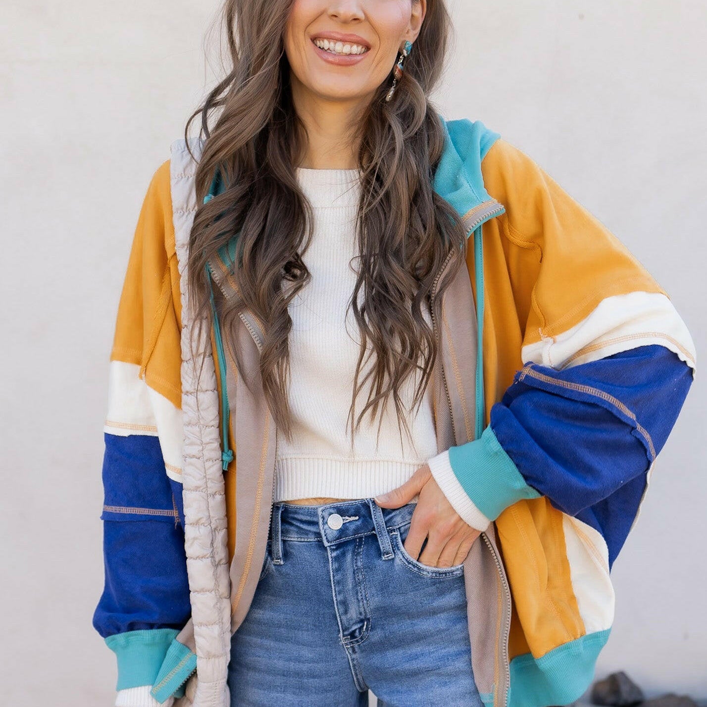 Better Off Color Block Zip Up Hoodie-Jackets-Krush Kandy, Women's Online Fashion Boutique Located in Phoenix, Arizona (Scottsdale Area)