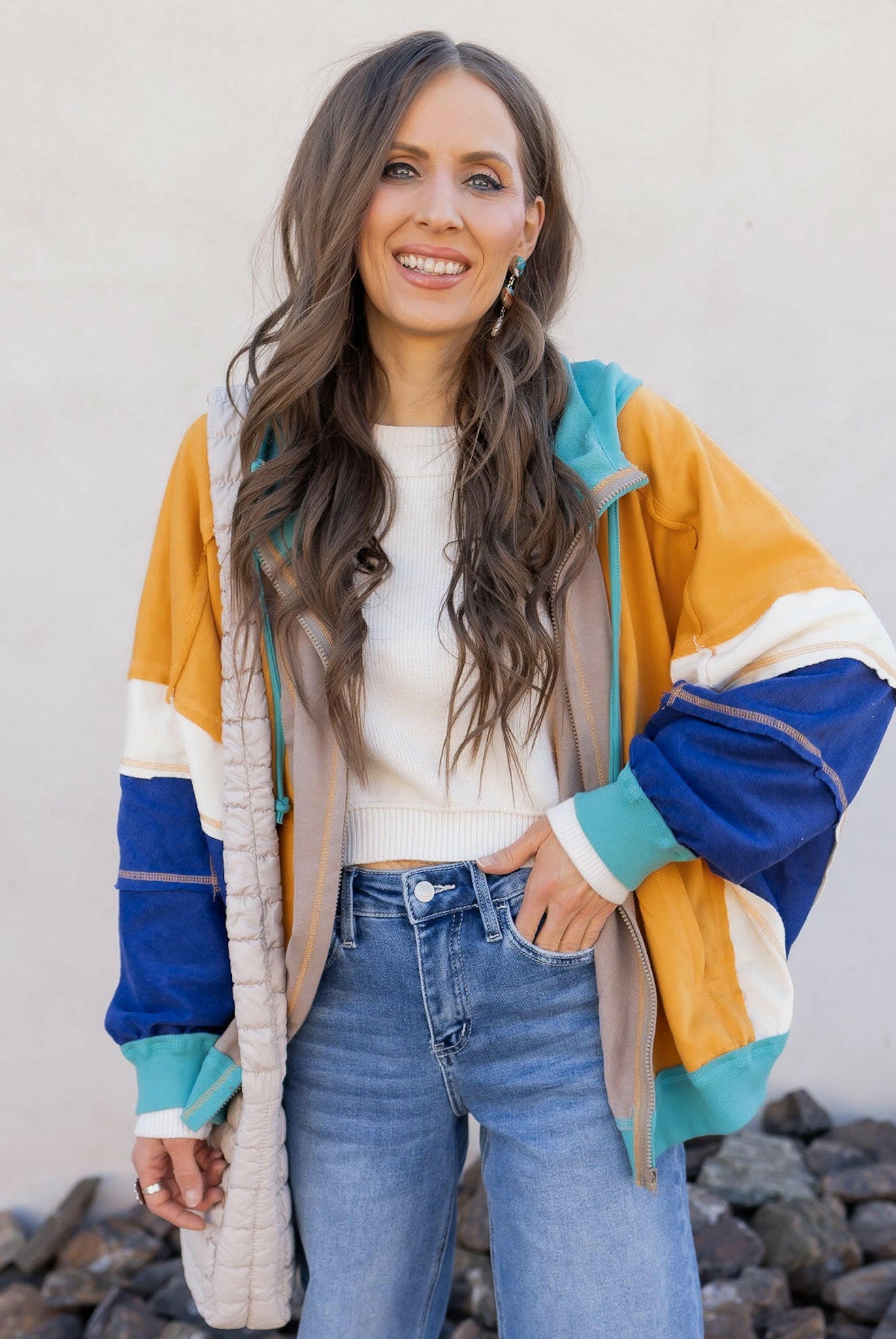 Better Off Color Block Zip Up Hoodie-Jackets-Krush Kandy, Women's Online Fashion Boutique Located in Phoenix, Arizona (Scottsdale Area)