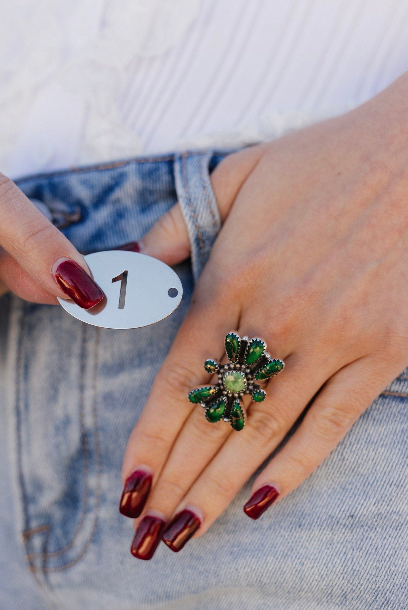 Irish Green Dahlia & Sonoran One of a Kind Boho Rings-Rings-Krush Kandy, Women's Online Fashion Boutique Located in Phoenix, Arizona (Scottsdale Area)