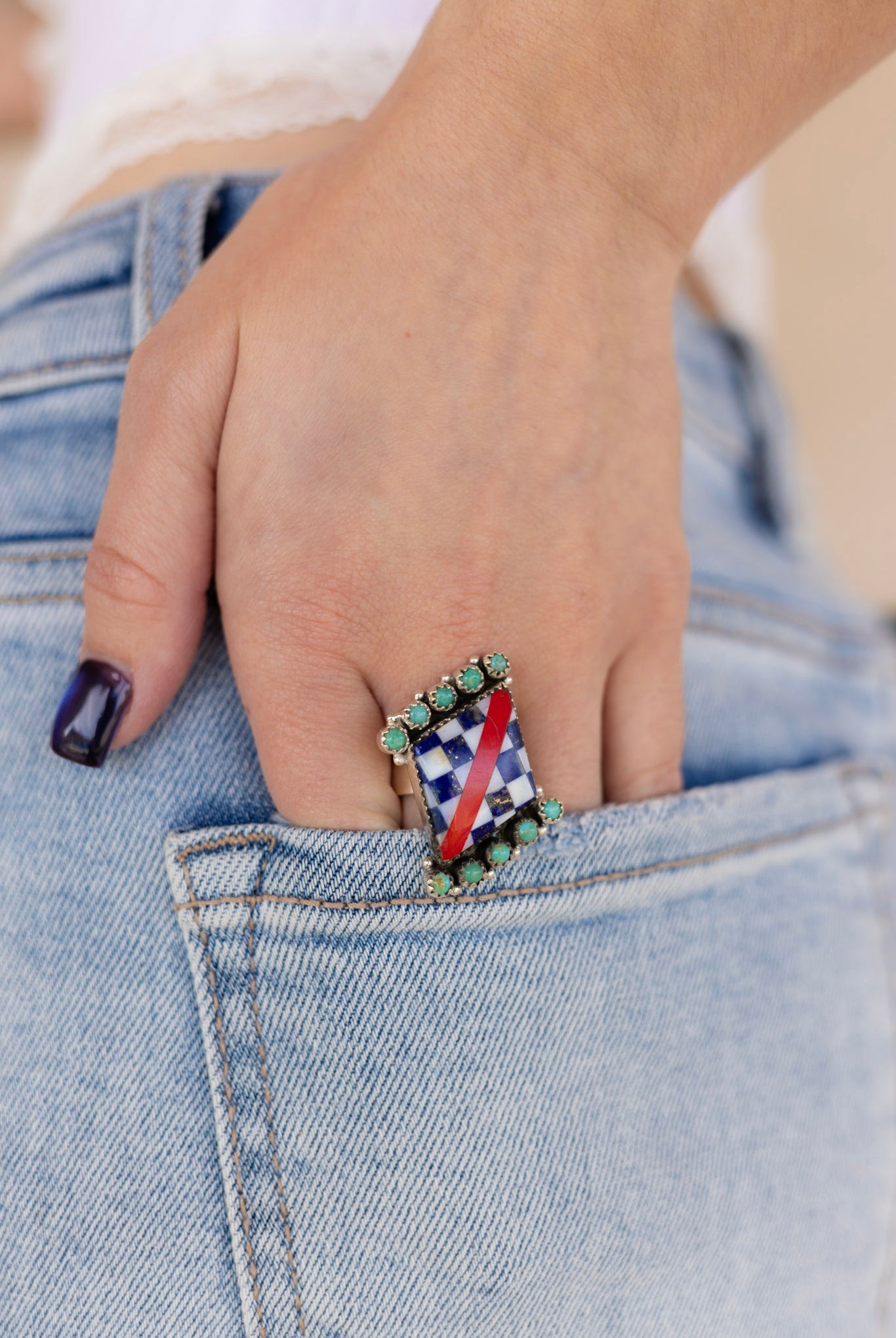 Frontier Flare Multi Stone Ring-Rings-Krush Kandy, Women's Online Fashion Boutique Located in Phoenix, Arizona (Scottsdale Area)