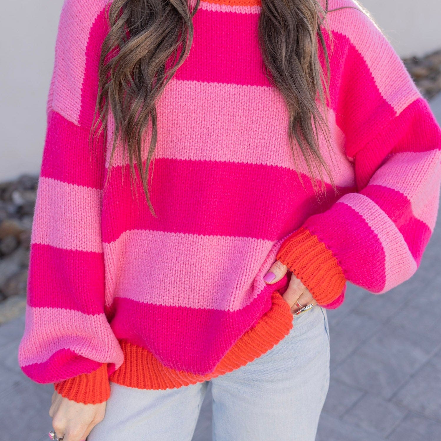 Kandy Stripes Long Sleeve Sweater-Sweater-Krush Kandy, Women's Online Fashion Boutique Located in Phoenix, Arizona (Scottsdale Area)